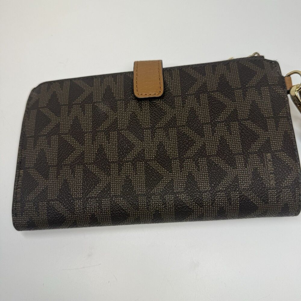 Michael Kors Jet Set Travel Double Zip Wristlet Wallet MK Brown & Tan New - Picture 6 of 8